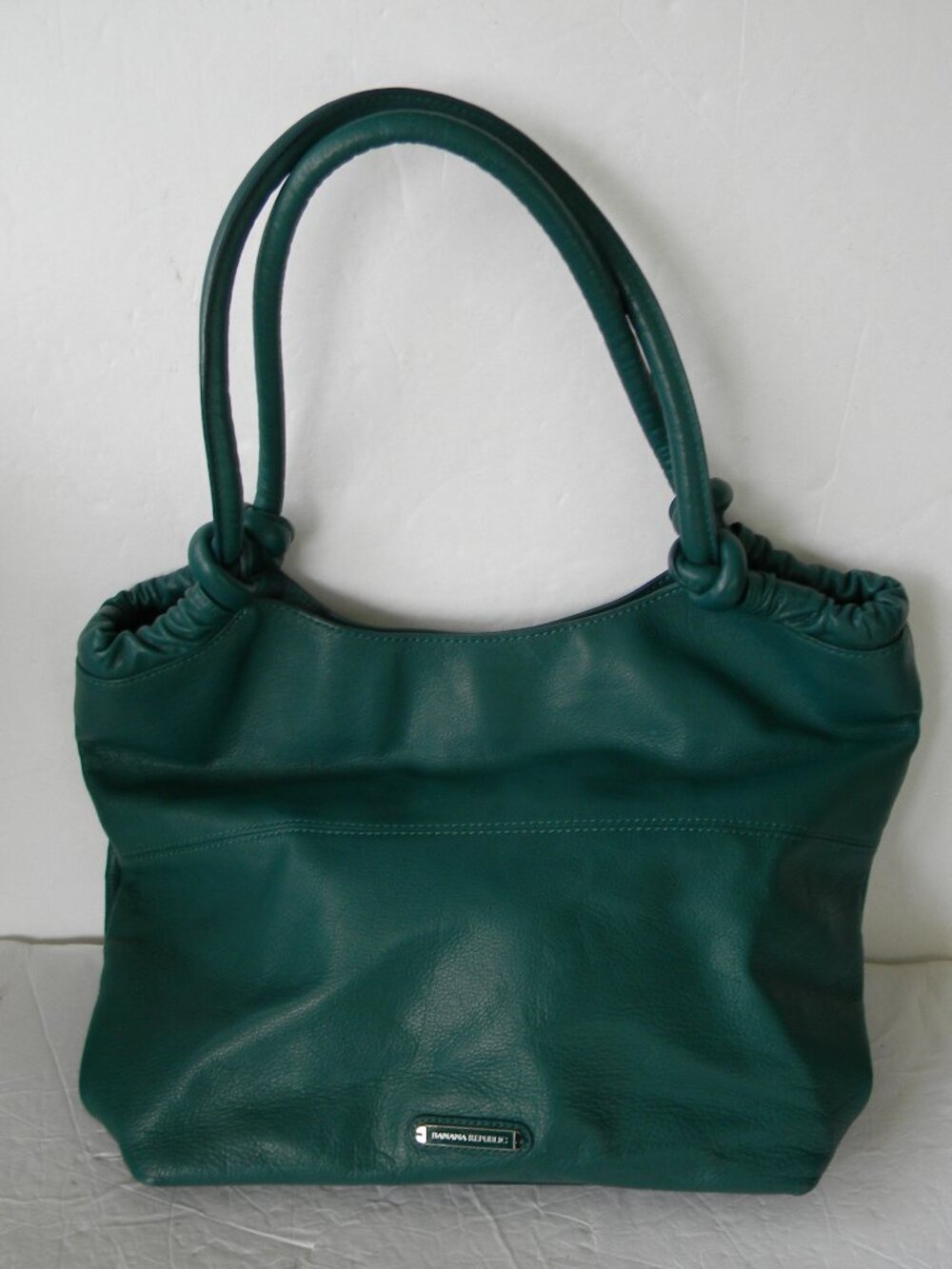 Banana Republic TEAL Green LARGE COW Leather Tote/SHOULDER Bag FALL COLOR!